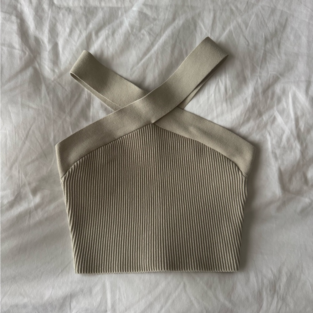 Aritzia Babaton Sculpt Knit Criss Cross Cropped Tank